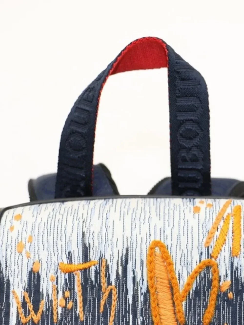 Christian Louboutin Explorafunk Small Denim Backpack - Orange/Navy